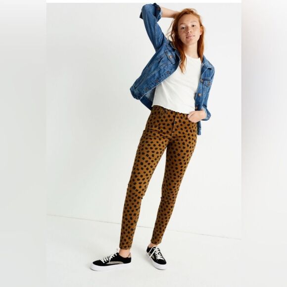 Madewell Denim - Madewell 10" High Rise Mid-Rise Skinny Jeans  Painted Spots Leopard Size 28